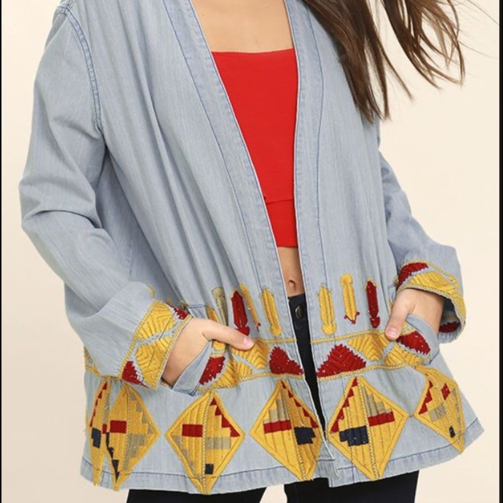 Emory Park Light Blue Embroidered Chambray Jacket